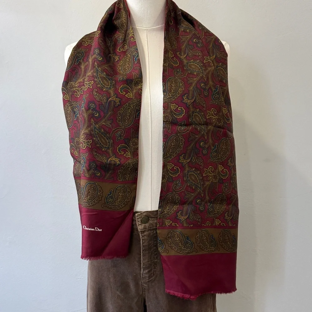 Rare Vintage Christian Dior Monsieur Silk/Wool Scarf – Made in Italy – 54”